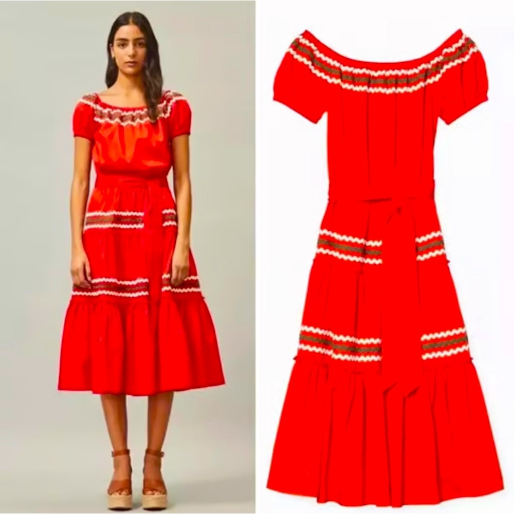 Tory Burch Red Off-Shoulder Dress
